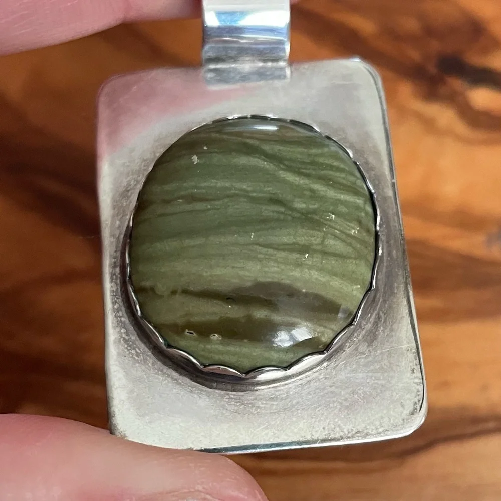 Artisan Sterling Silver Pendant with Imperial Jasper Stone